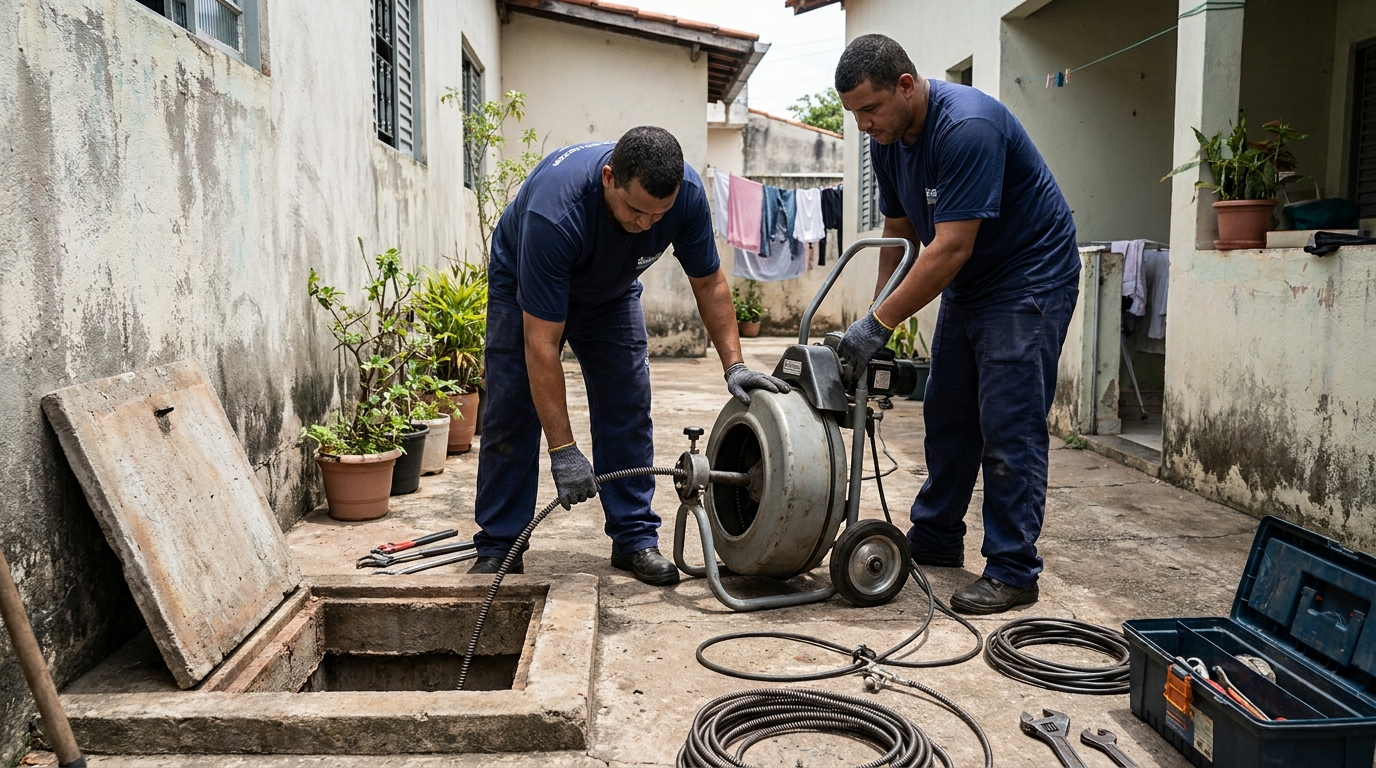 Desentupimento de Coluna Sanitária no Jardim Alvorada, Uberaba‑MG