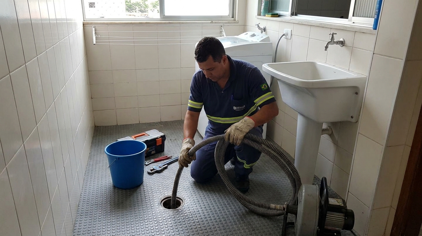 Desobstrução na Cozinha na Santa Fé, Uberaba‑MG