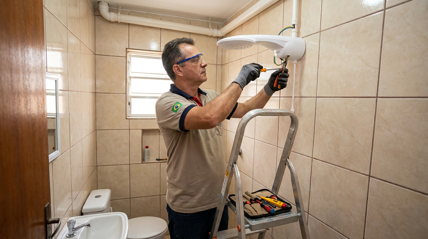 Substituição de Chuveiro Antigo no Bom Retiro, Uberaba‑MG